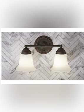 New Hampton Bay Ashhurst Oil-Rubbed Bronze 2-Light Bathroom Vanity Light